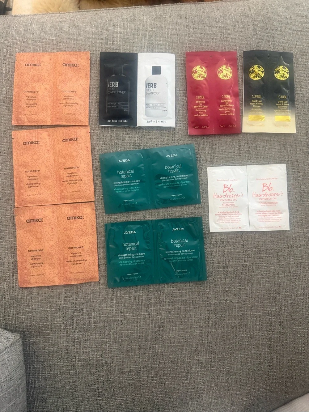NEW Luxury Hair Care Sample Lot 18 Pc Oribe Aveda Amika Verb Bumble Travel Set
